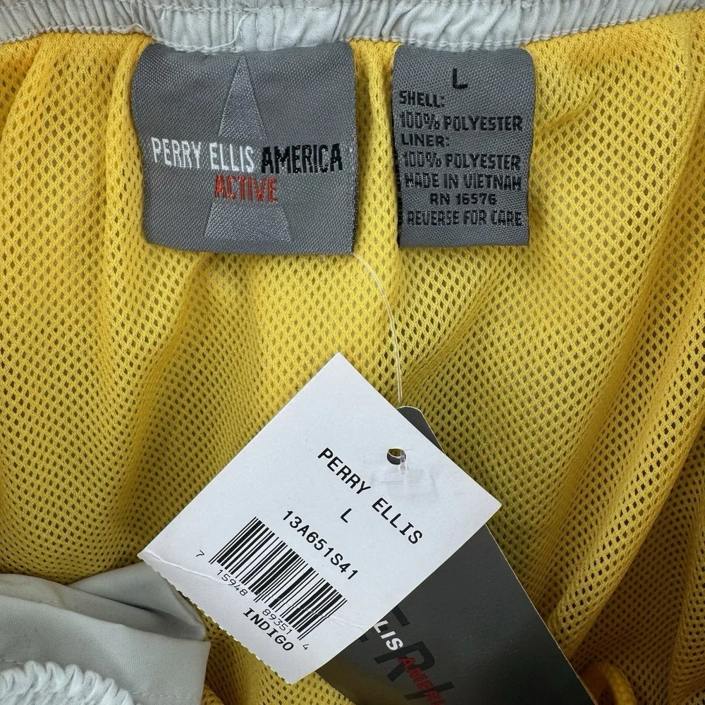 Perry Ellis America Active Shorts Mens Large Colorblock Elastic Swim Trunks NWT‎